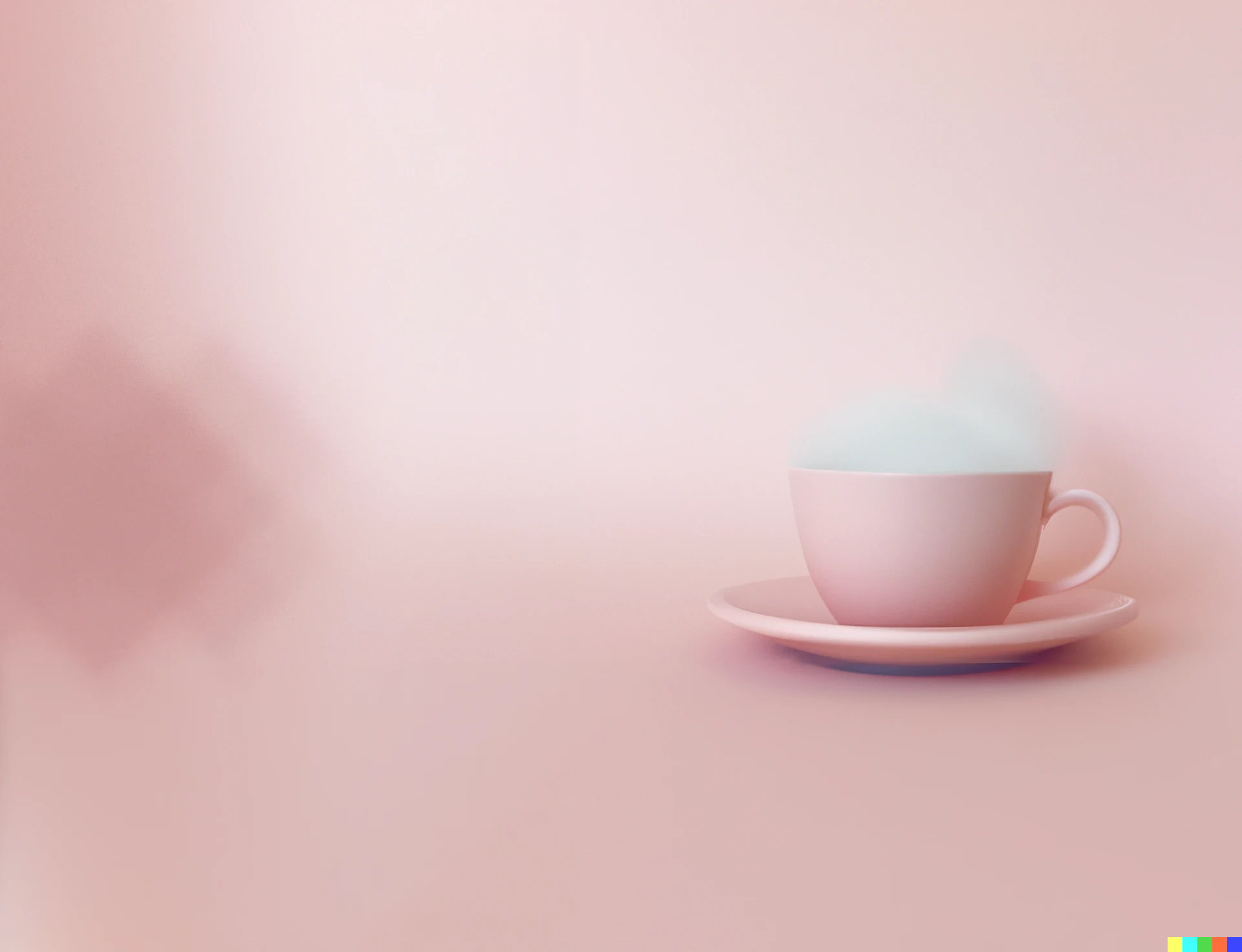 pink teacup with puff of cloud inside